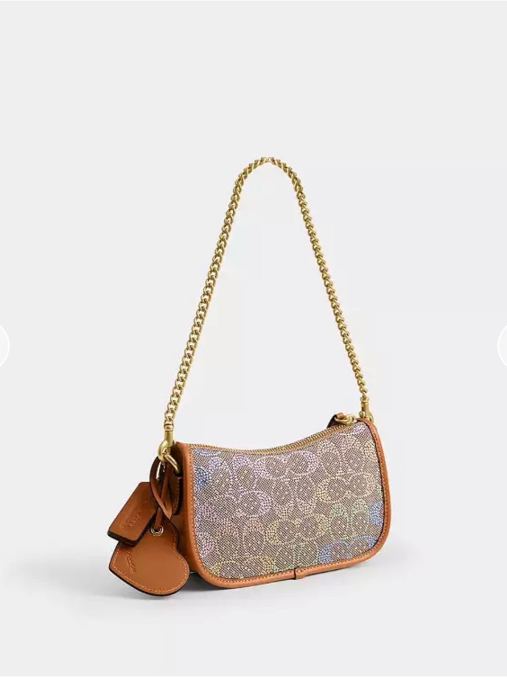 Coach Mini Shoulder Bag in Iridescent Crystal with Tan Trim - Picture 3 of 3